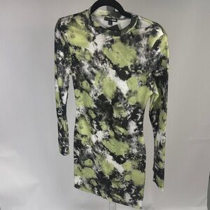 Fashion Nova Black and Green Tie-Dye Dress